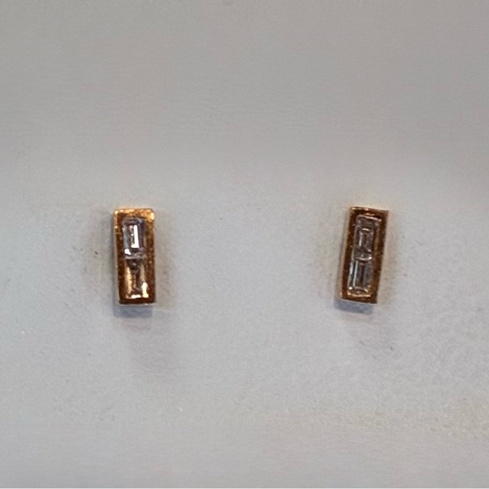 Elegant 14k Rose Gold Baguette Diamond Stud Earrings | Fine Jewelry